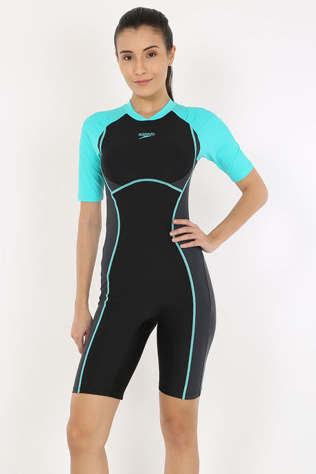 Buy Speedo Padded Swimsuit Black N Blue at Rs.2699 online Swim Beach online